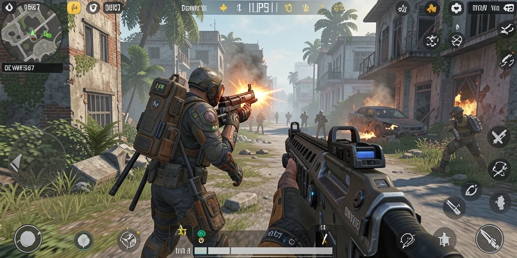 Screenshot menunjukkan aksi intens dalam permainan TPS DEWI567.