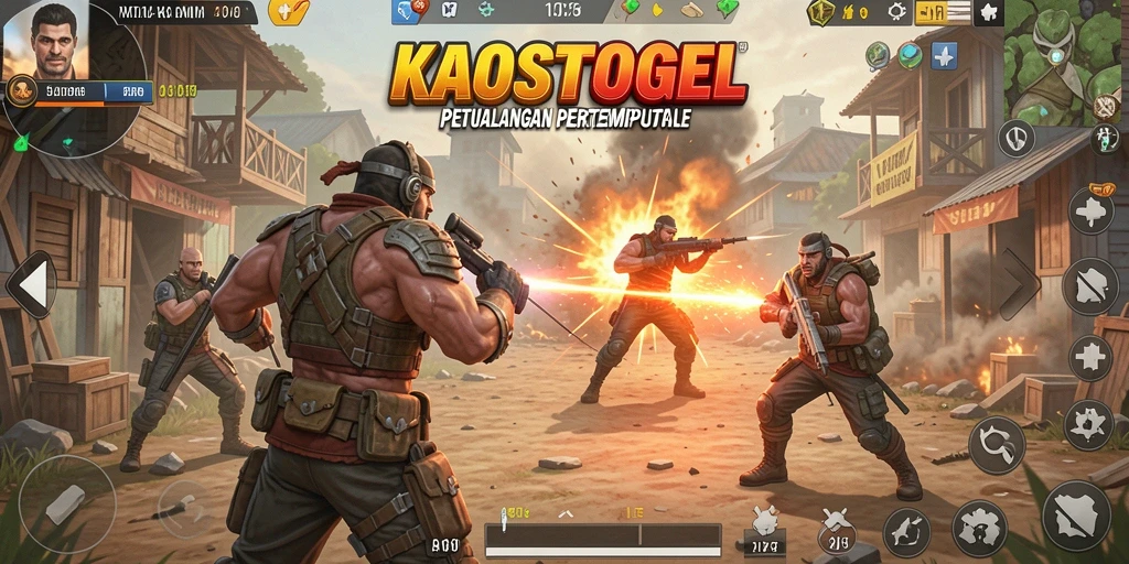 Tangkapan layar KAOSTOGEL yang menunjukkan pemain dalam aksi pertempuran Battle Royale.