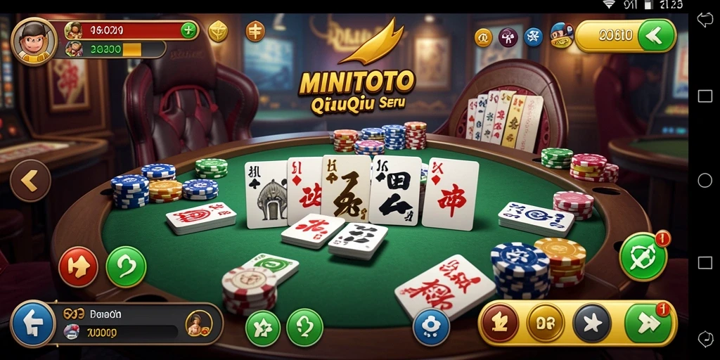 Screenshot gameplay MINITOTO menampilkan aksi seru permainan QiuQiu.