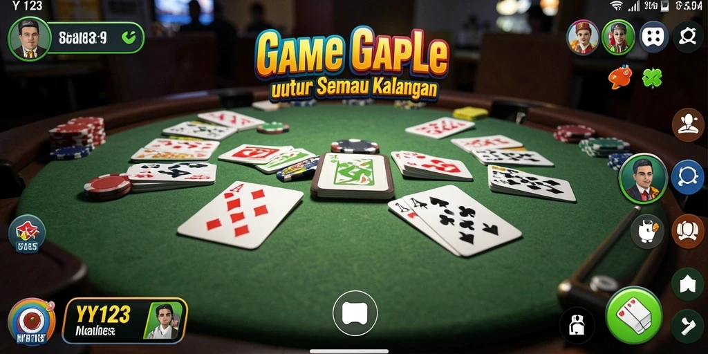 Screenshot gameplay YY123 menunjukkan keseruan bermain Gaple.